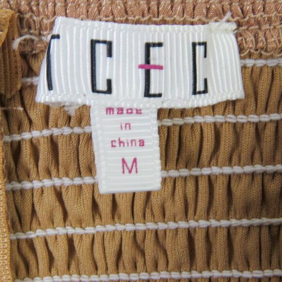 Revolve TCEC Cream Satin Puff Shoulder Blouse Wrap Front Medium - Picture 5 of 6